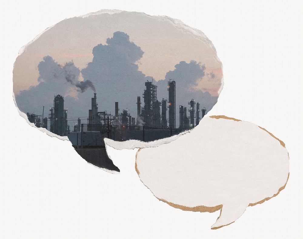 Air pollution factory paper speech bubble, environment concept
