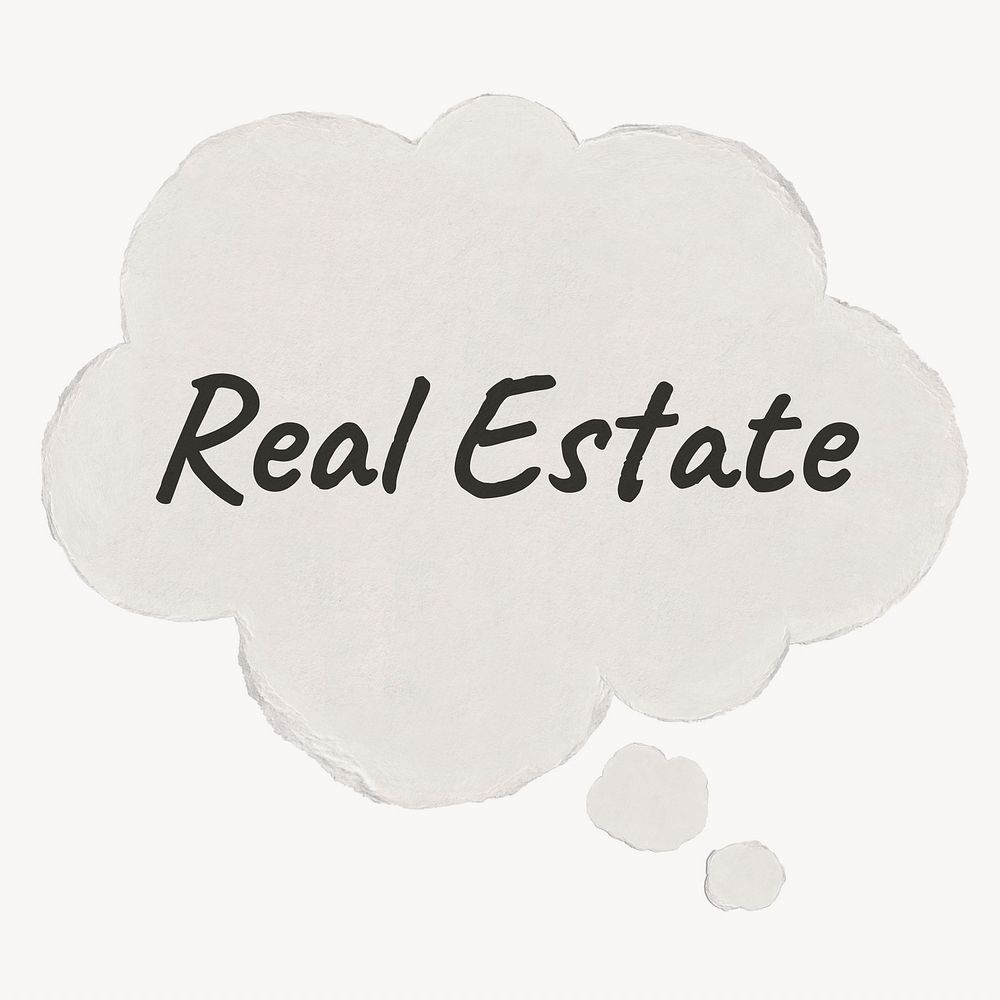 Real estate typography speech bubble, home loan concept, paper craft
