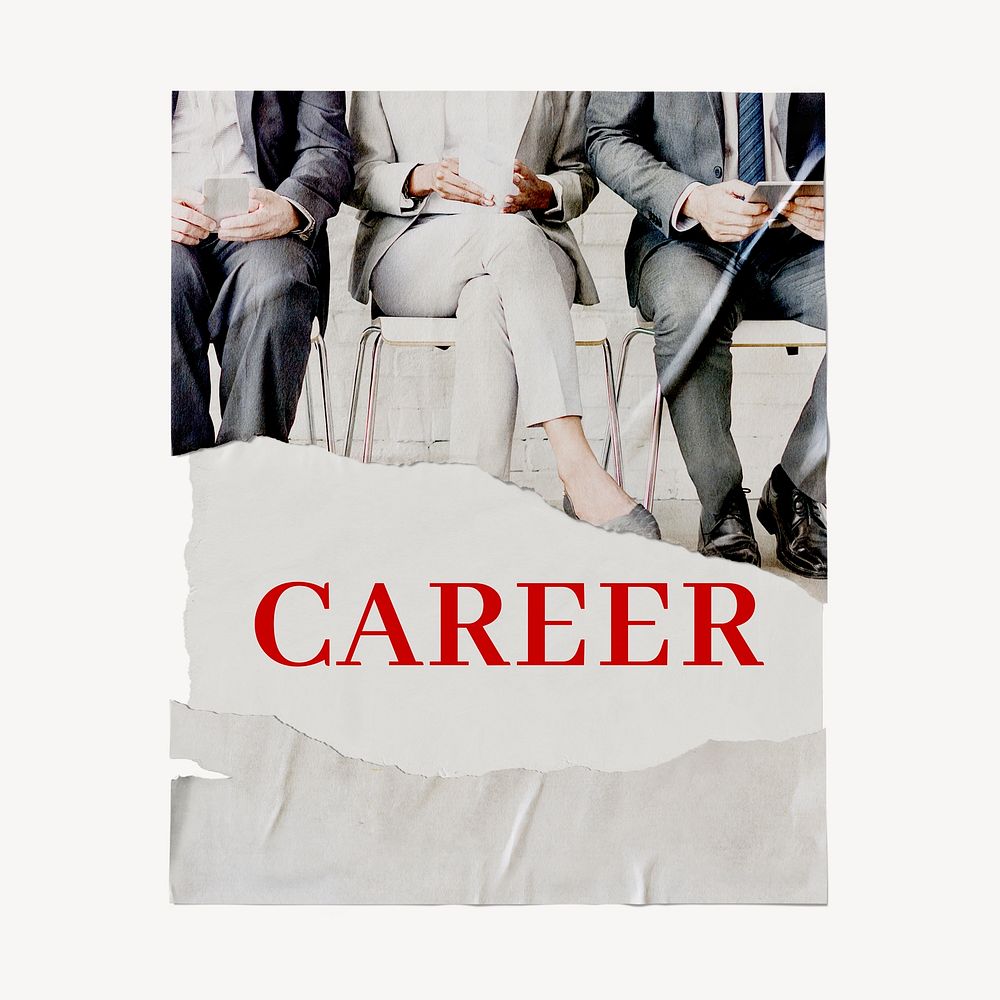 Career poster, ripped paper with business image