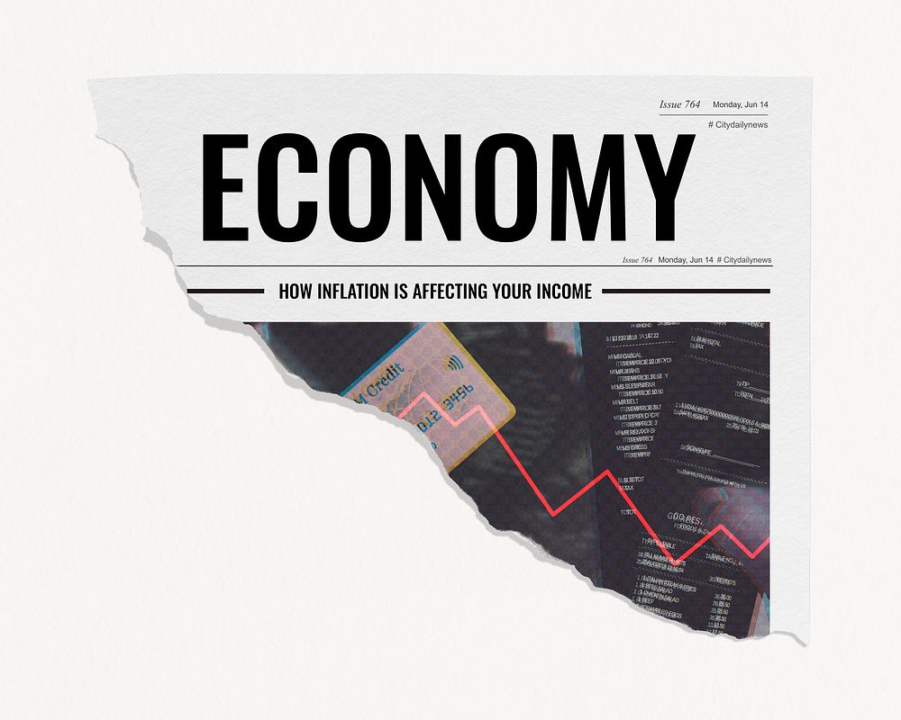 Ripped economy newspaper, finance concept