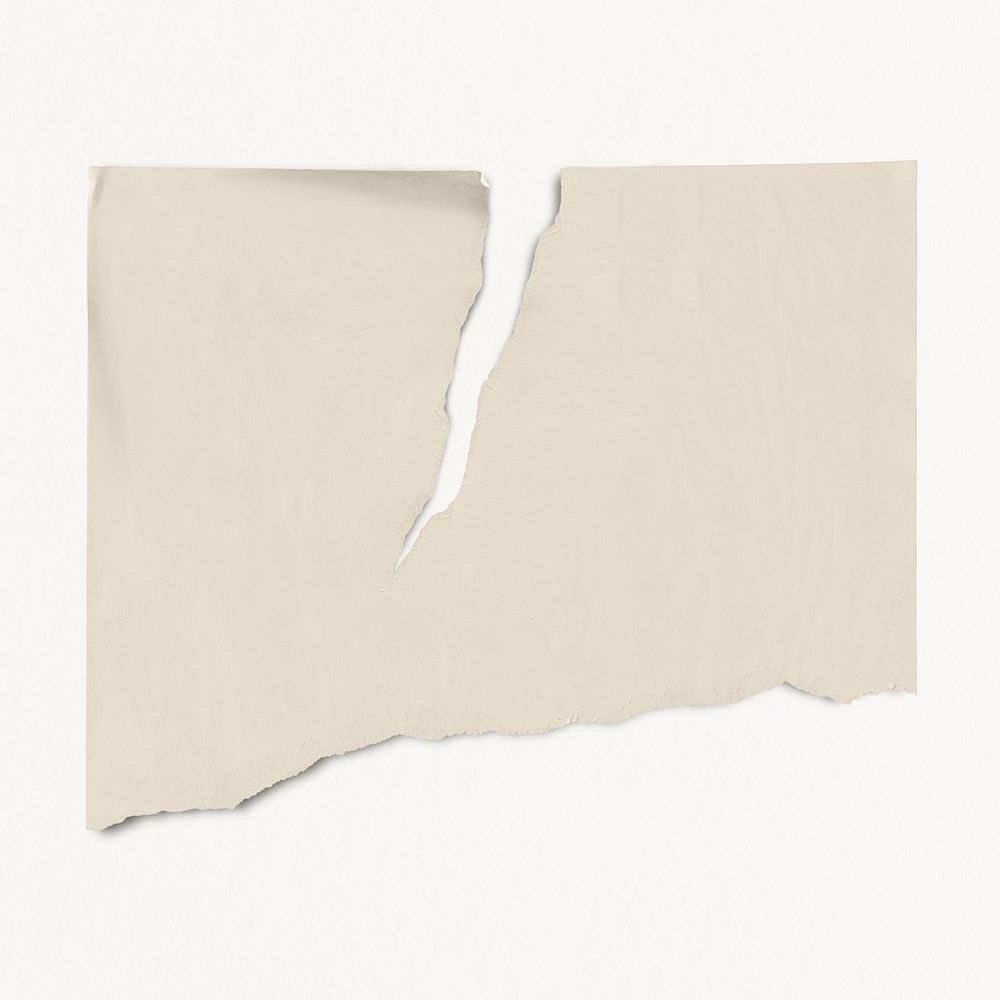 Ripped note paper, beige color design 