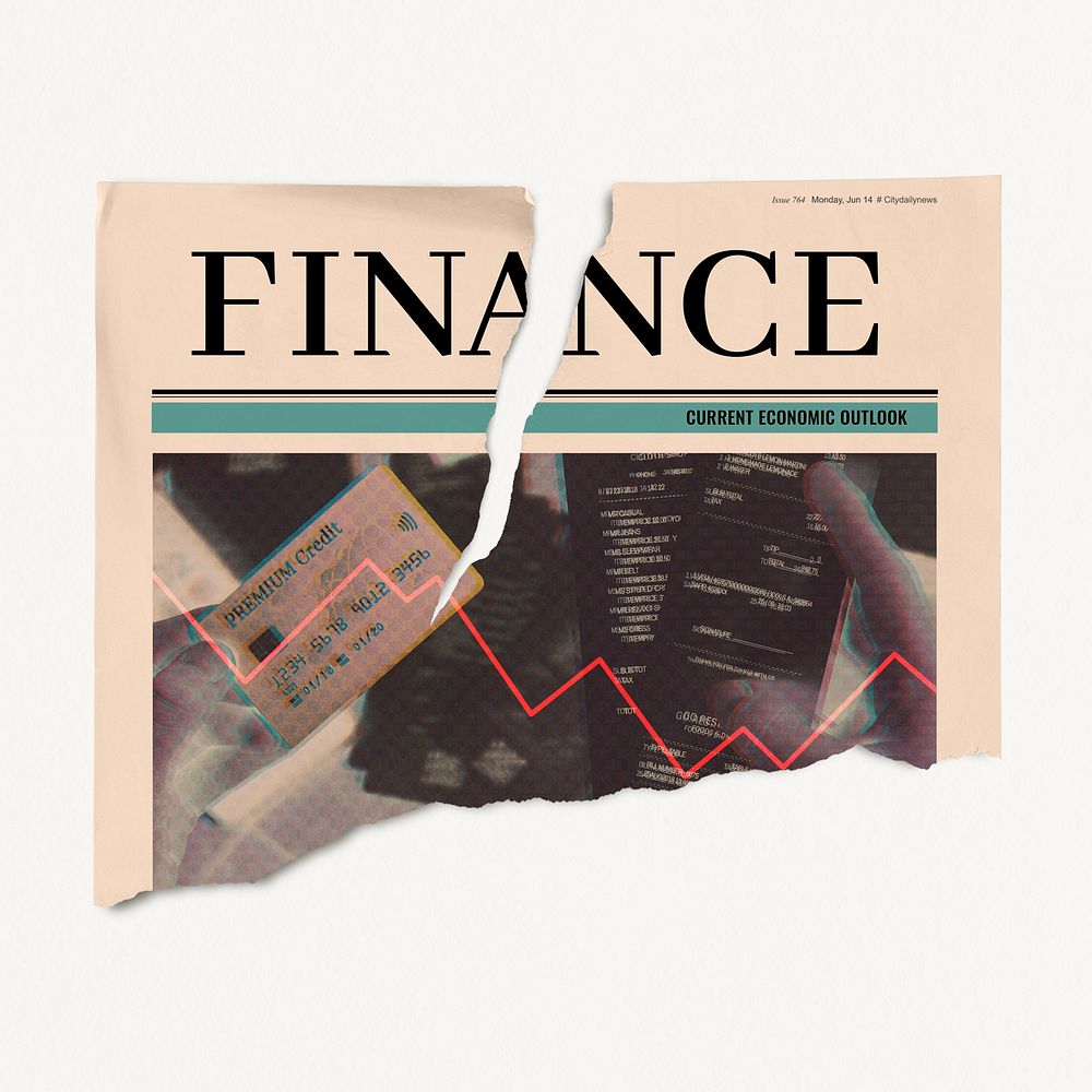 Ripped newspaper mockup, finance concept psd