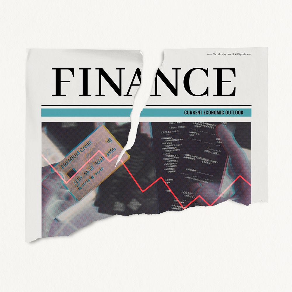 Ripped newspaper mockup, finance concept psd