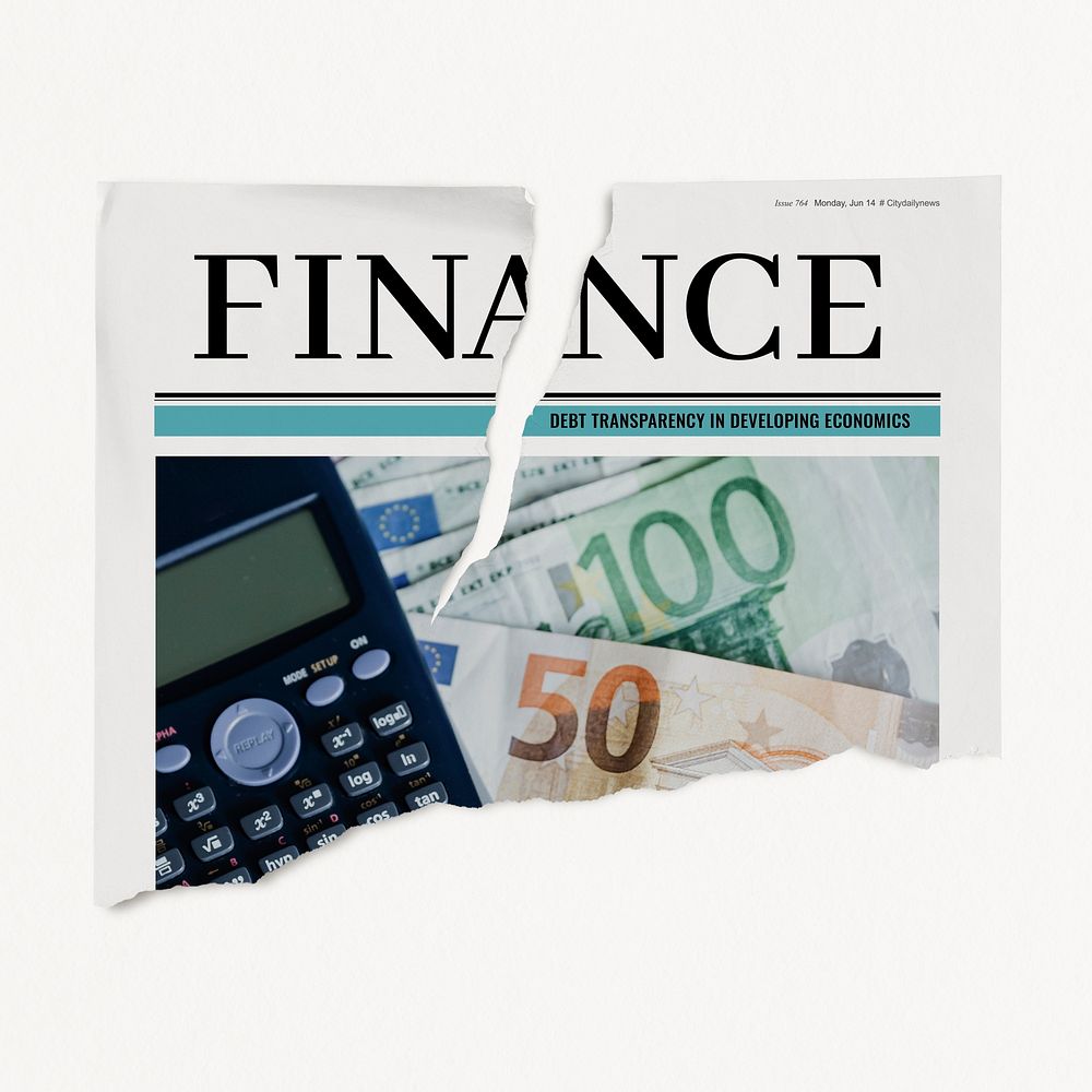 Ripped finance newspaper, economy concept