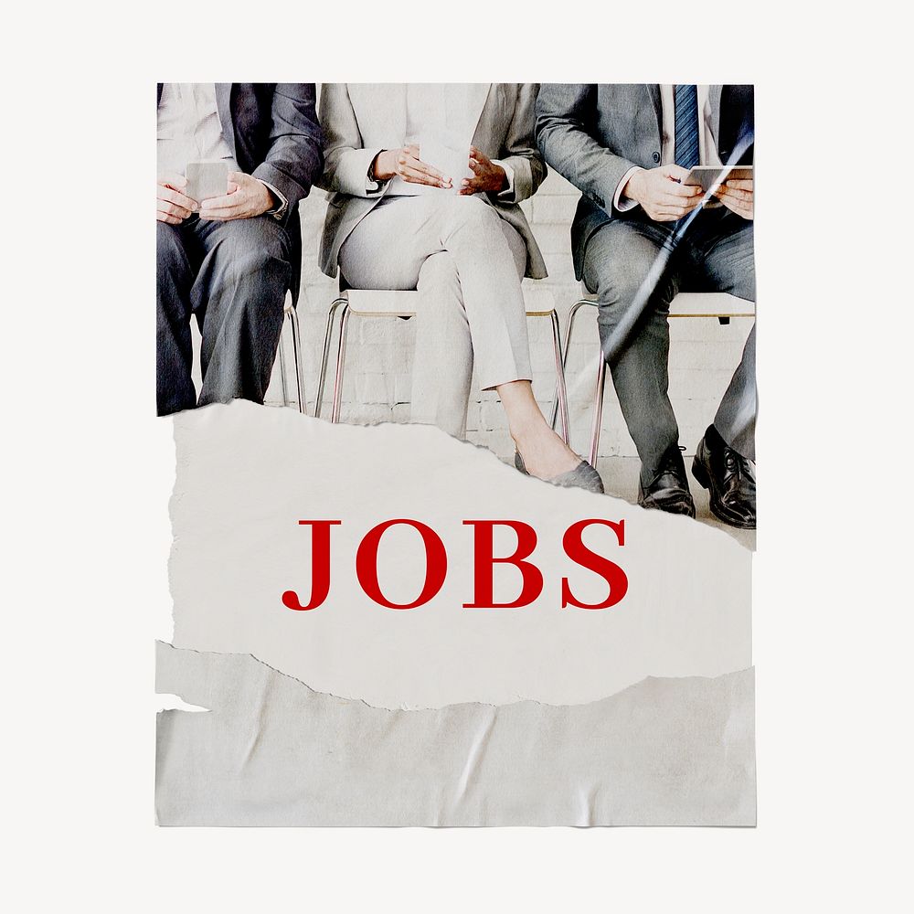 Jobs poster, ripped paper with business image