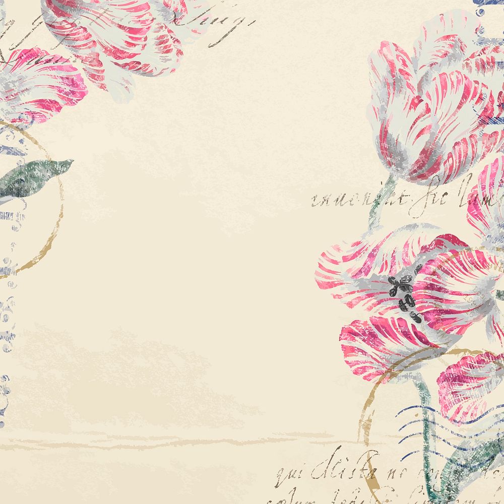 Aesthetic pink flower background, vintage illustration vector