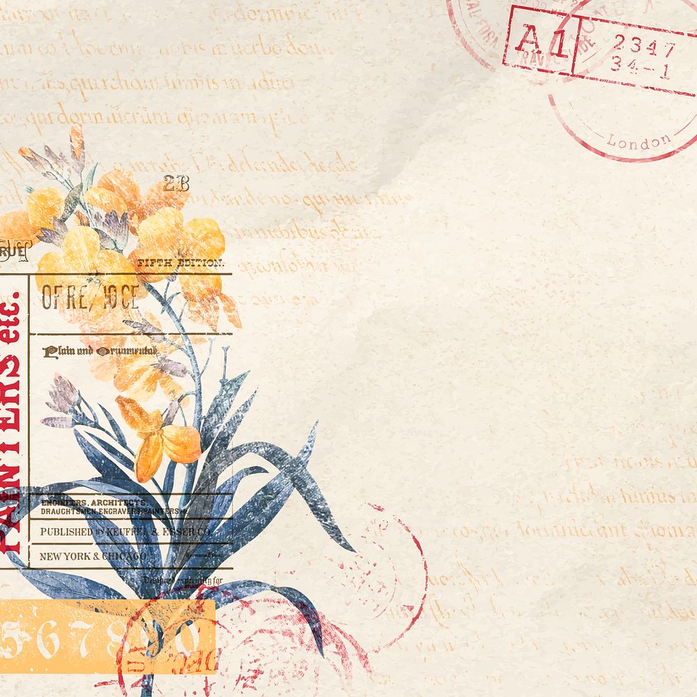Aesthetic orange flower background, vintage illustration vector