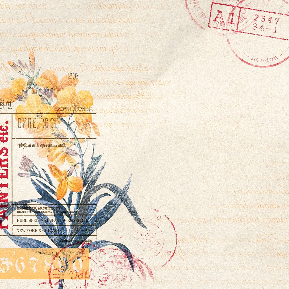 Aesthetic orange flower background, vintage illustration psd