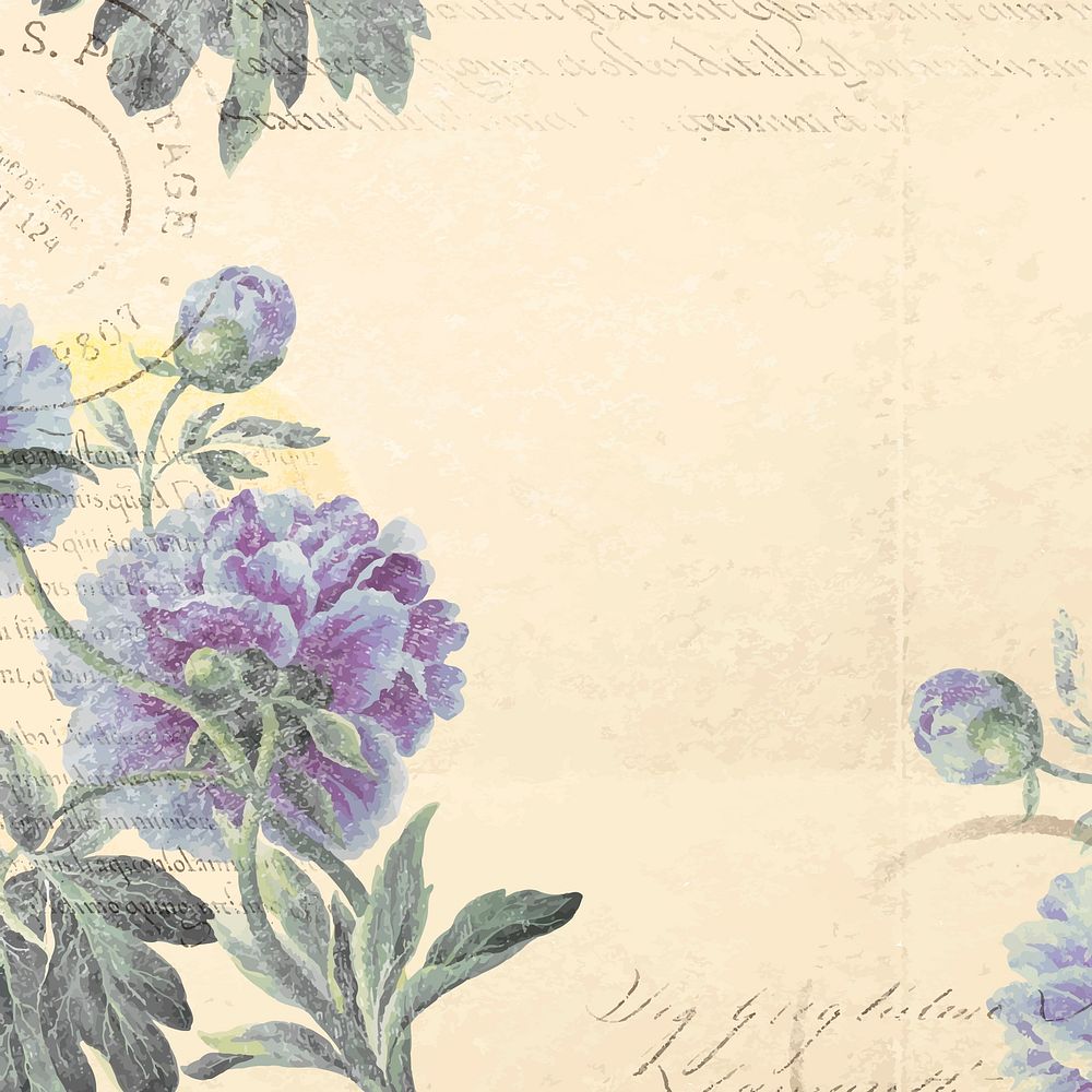 Aesthetic purple flower background, vintage illustration vector