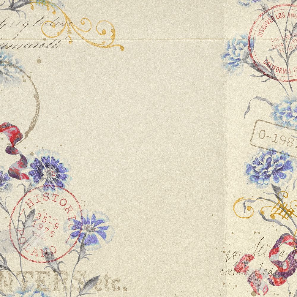 Aesthetic blue flower background, vintage illustration