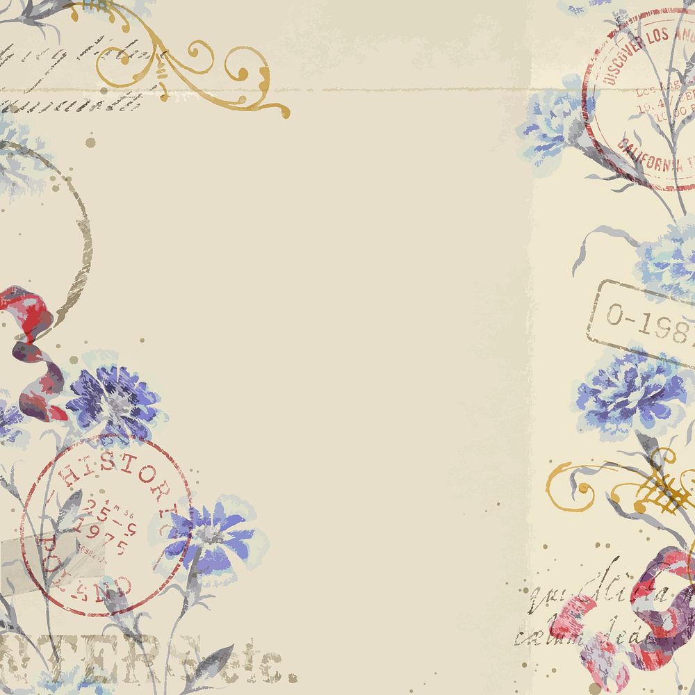 Aesthetic blue flower background, vintage illustration vector