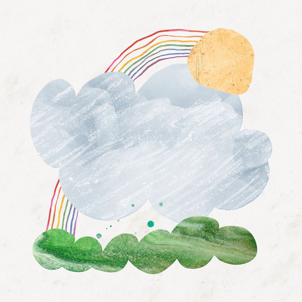Rainy sky shape sticker, aesthetic journal collage element psd