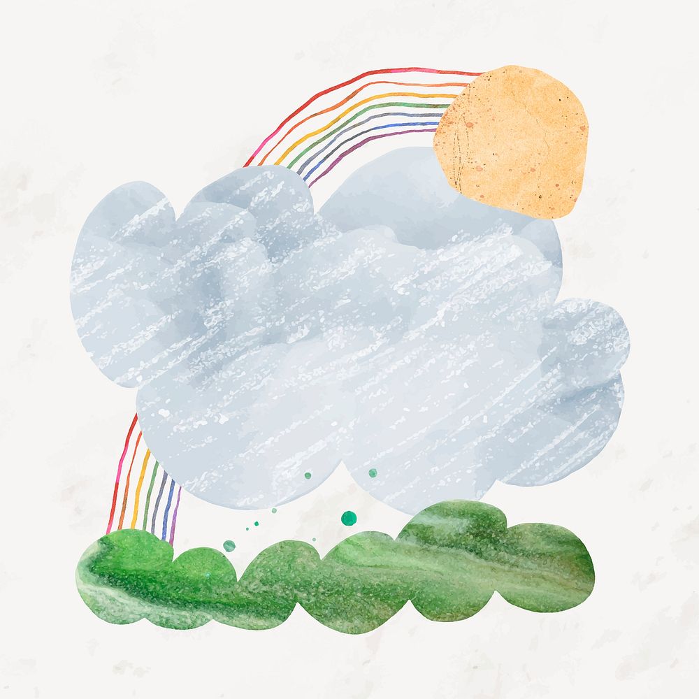 Rainy sky shape sticker, aesthetic journal collage element vector