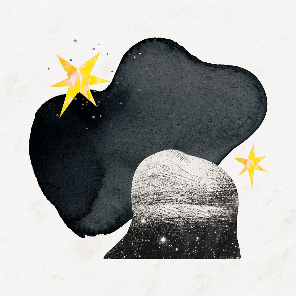 Night sky shape sticker, aesthetic journal collage element psd