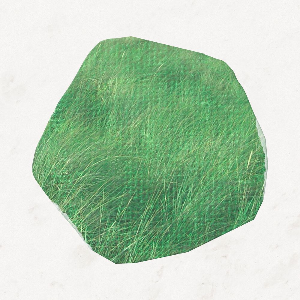 Green grass shape sticker, aesthetic journal collage element psd