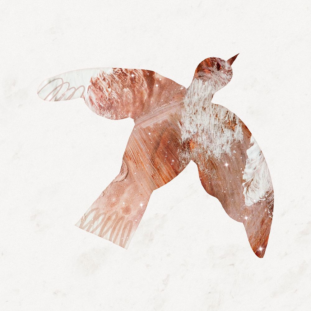 Aesthetic bird, granite texture silhouette collage element