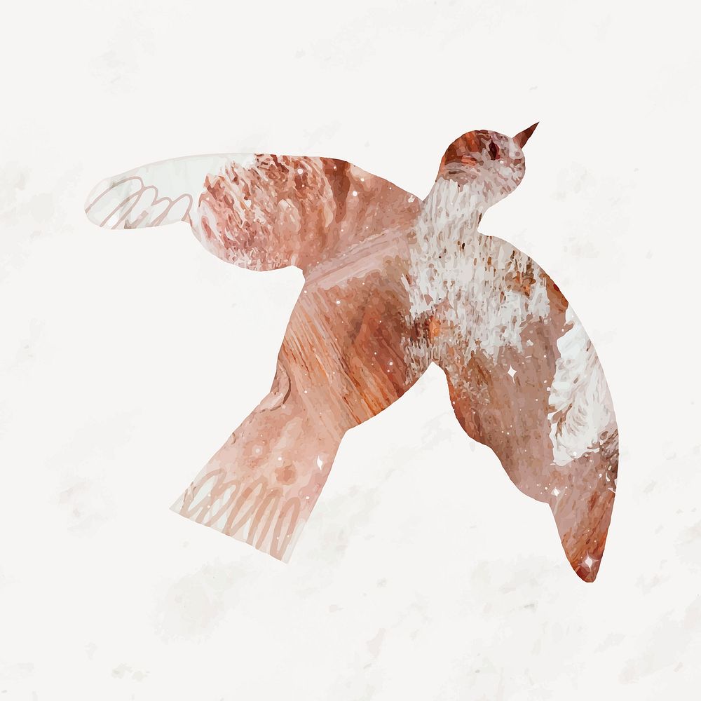 Aesthetic bird, granite texture silhouette collage element vector