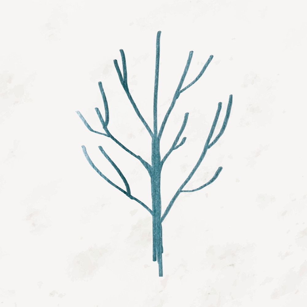 Paper leafless tree sticker, aesthetic nature collage element vector