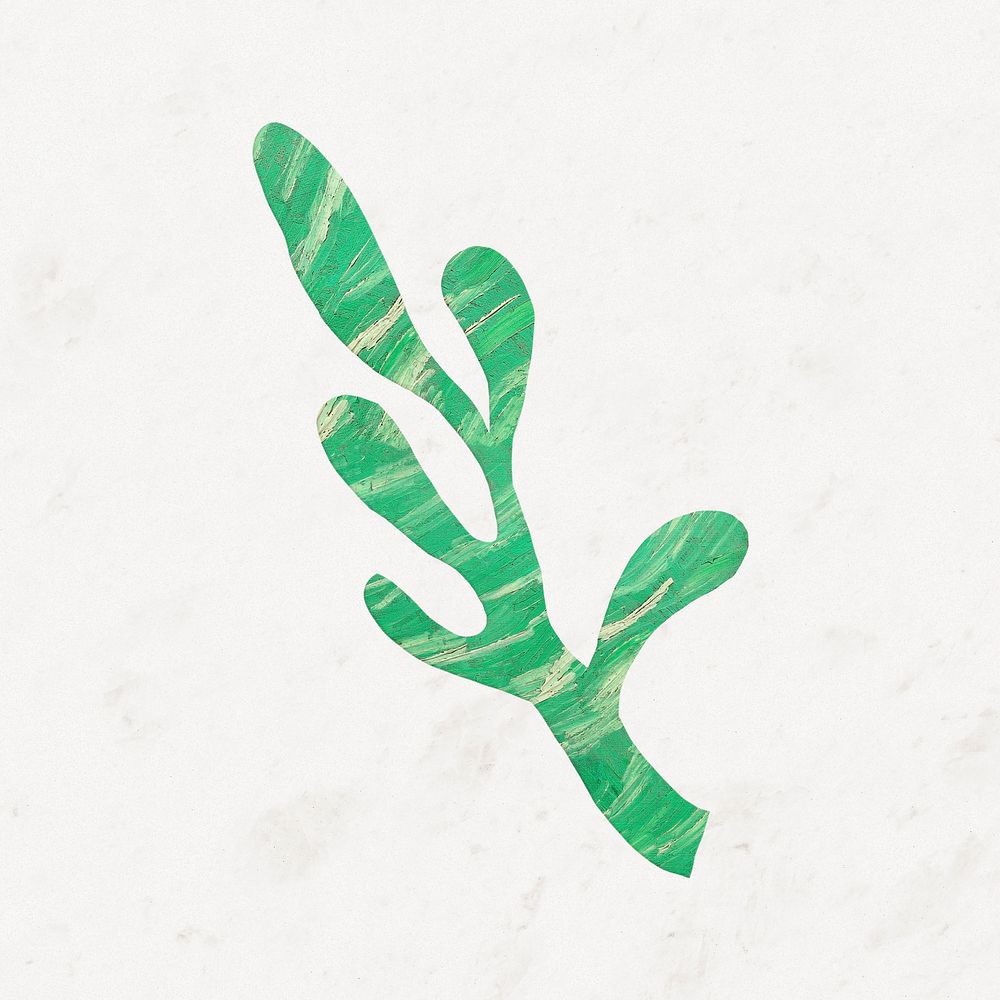 Green botanical shape, nature paper collage element 