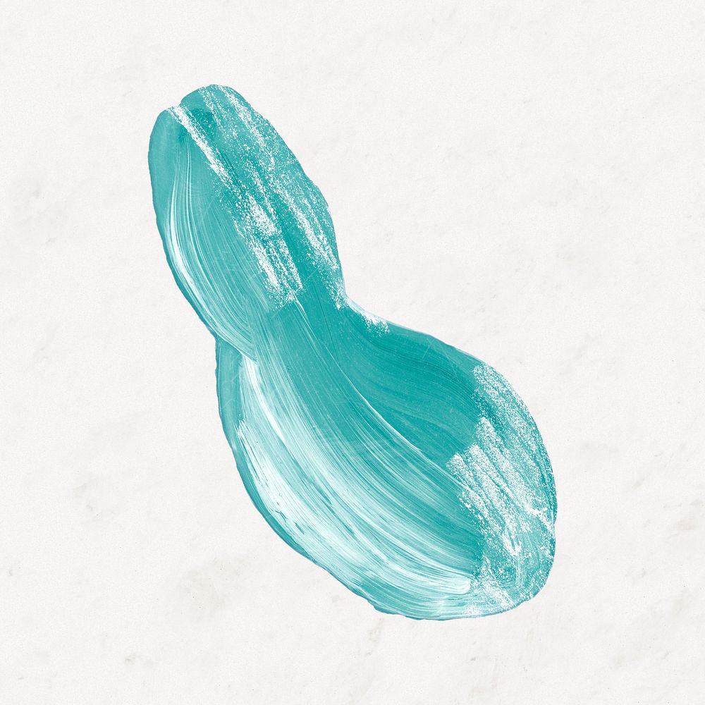 Teal paint abstract shape, aesthetic paper texture collage element