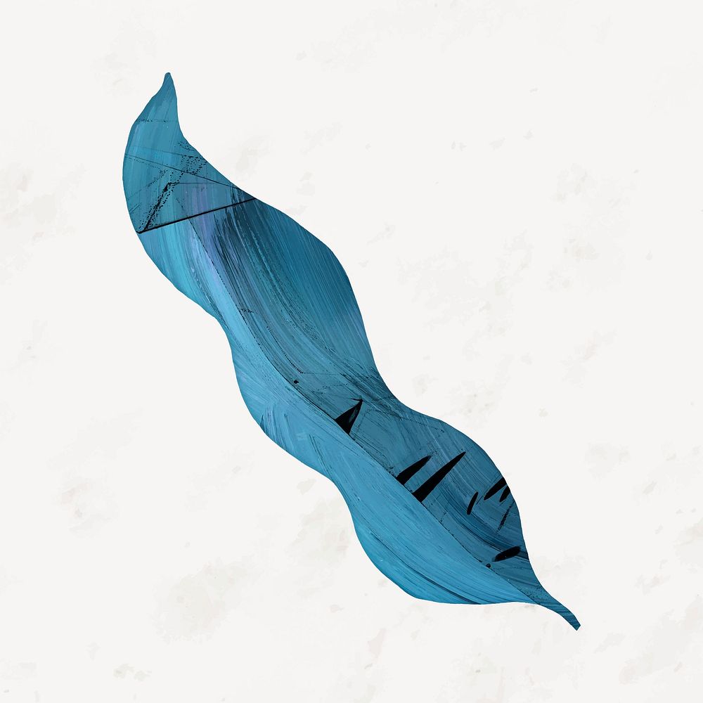 Blue leaf shape sticker, aesthetic journal collage element vector
