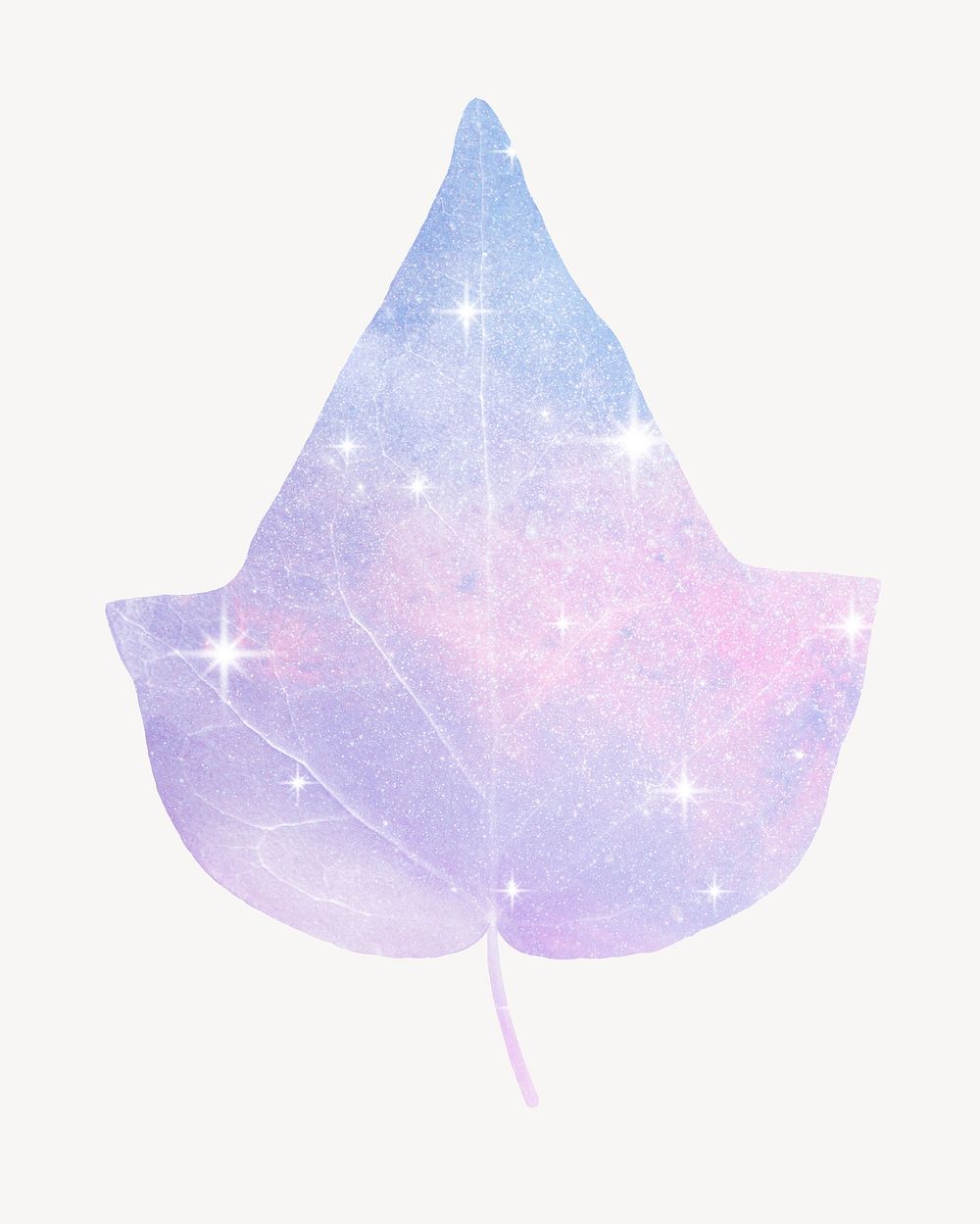 Pastel pink leaf sticker, aesthetic in holographic design psd