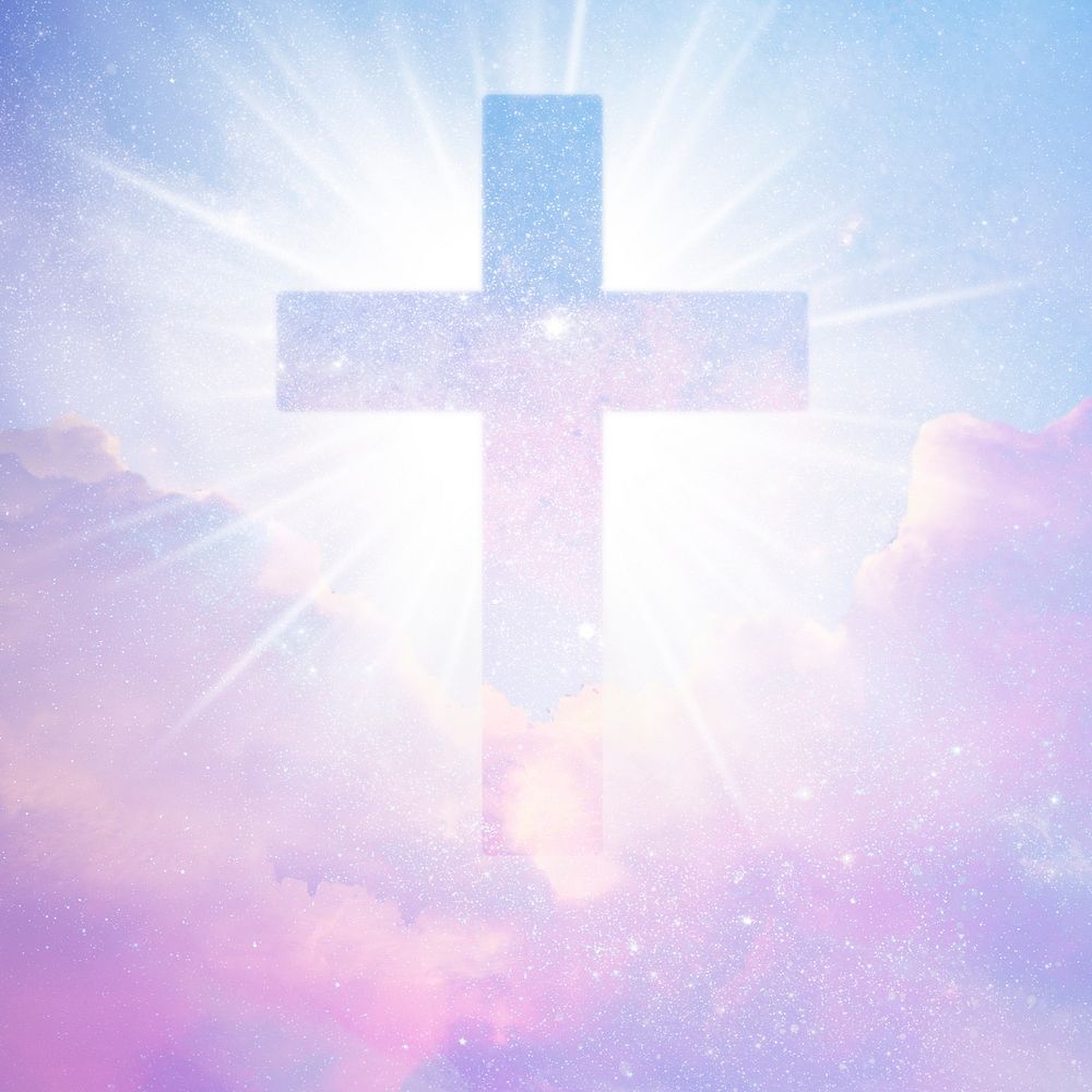 Aesthetic Christian sky background, pastel purple design