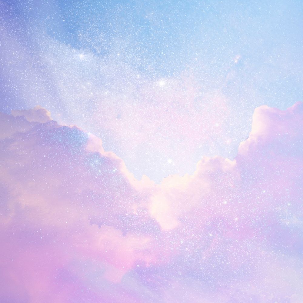 Purple glittery sky background, aesthetic lo-fi design 