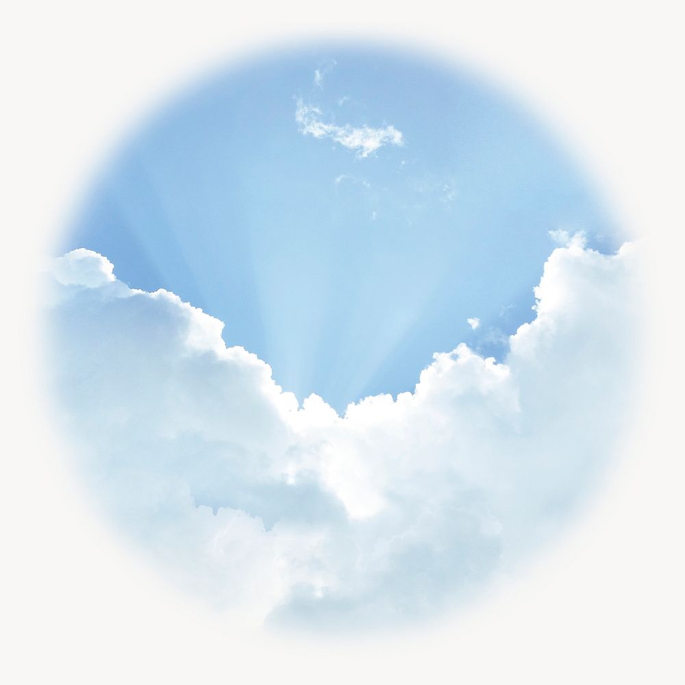 Blue sky badge, aesthetic skyscape photo
