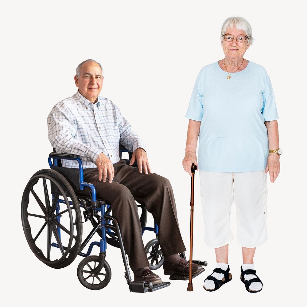 Elderly care, isolated on off white