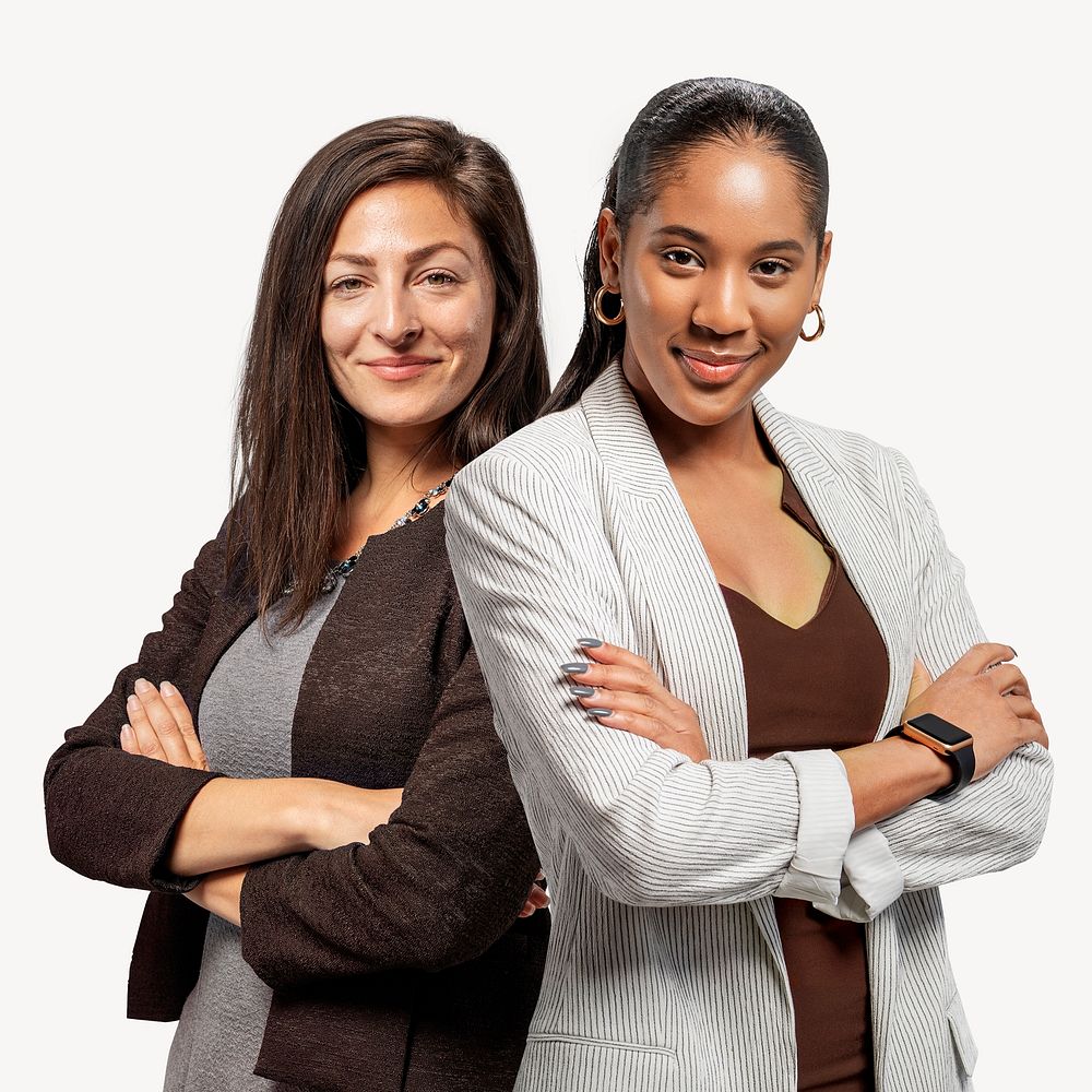 Female business partners, isolated on off white