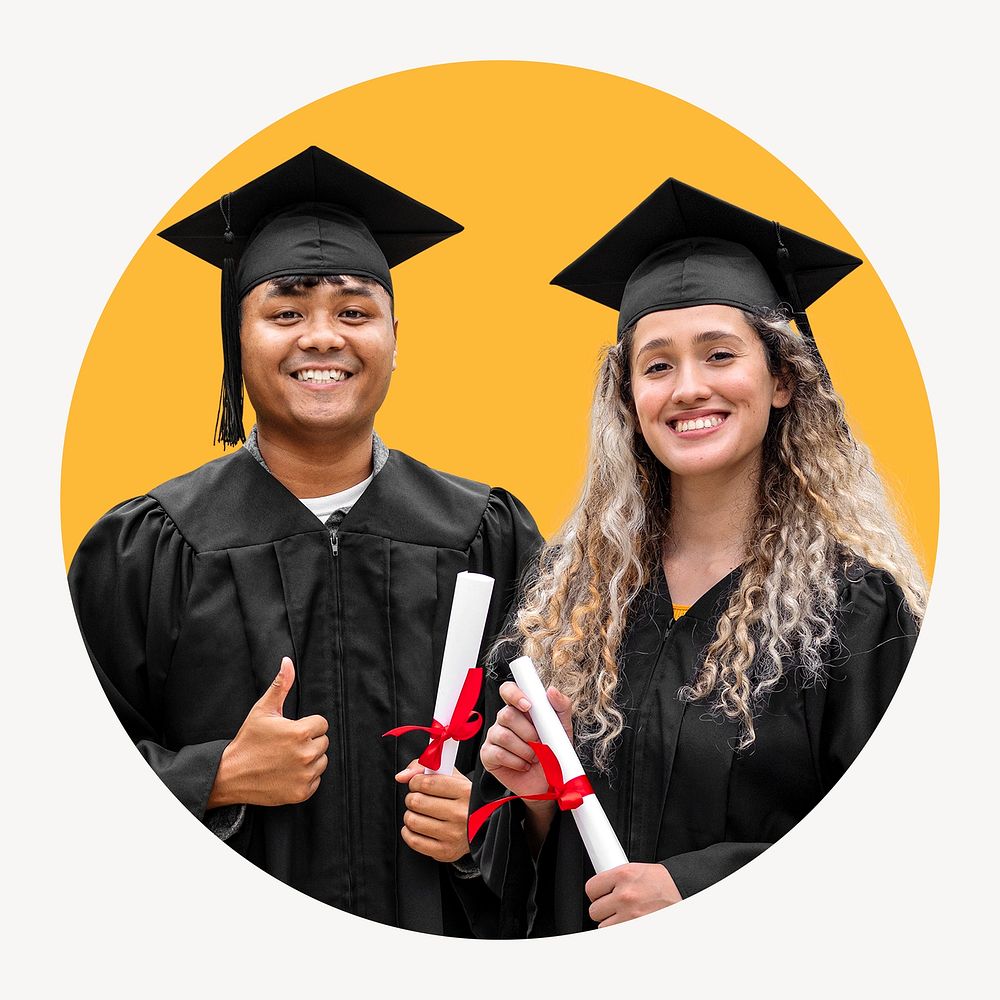 Graduating university students, badge design