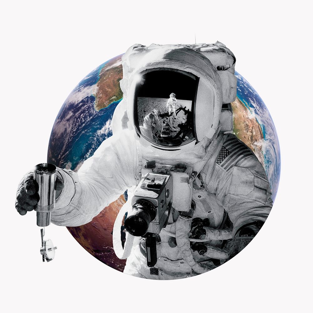 Astronaut in space badge design