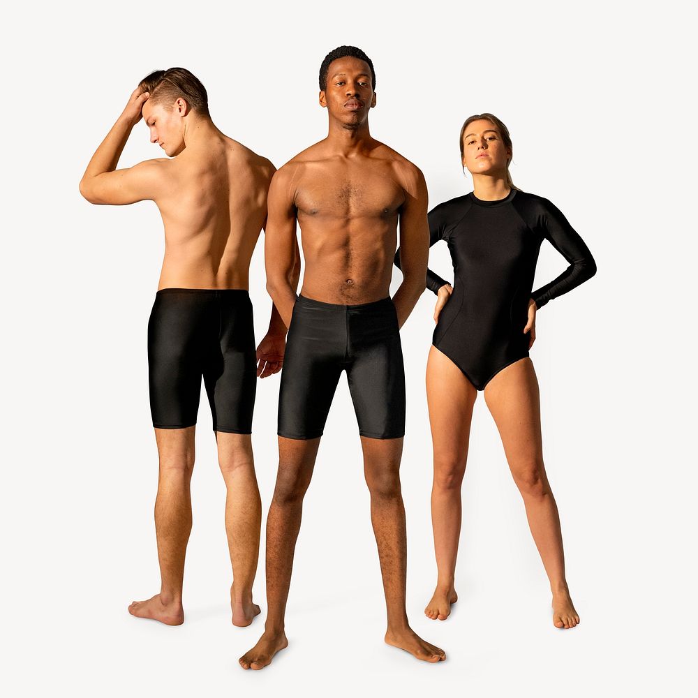 Professional swimmers, isolated on off white