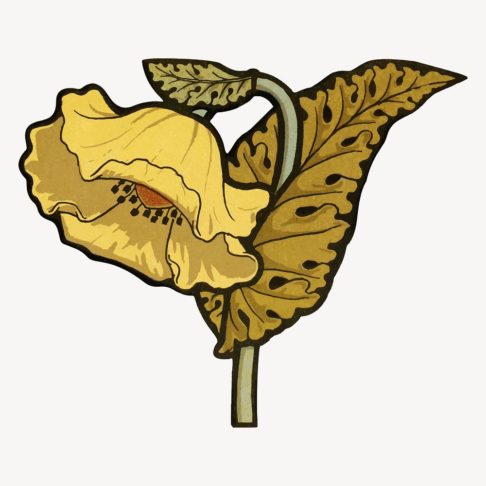 Yellow flower sticker, Spring illustration vector