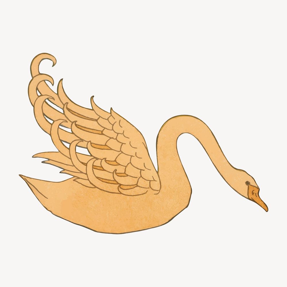 Vintage swan sticker, bird animal illustration vector