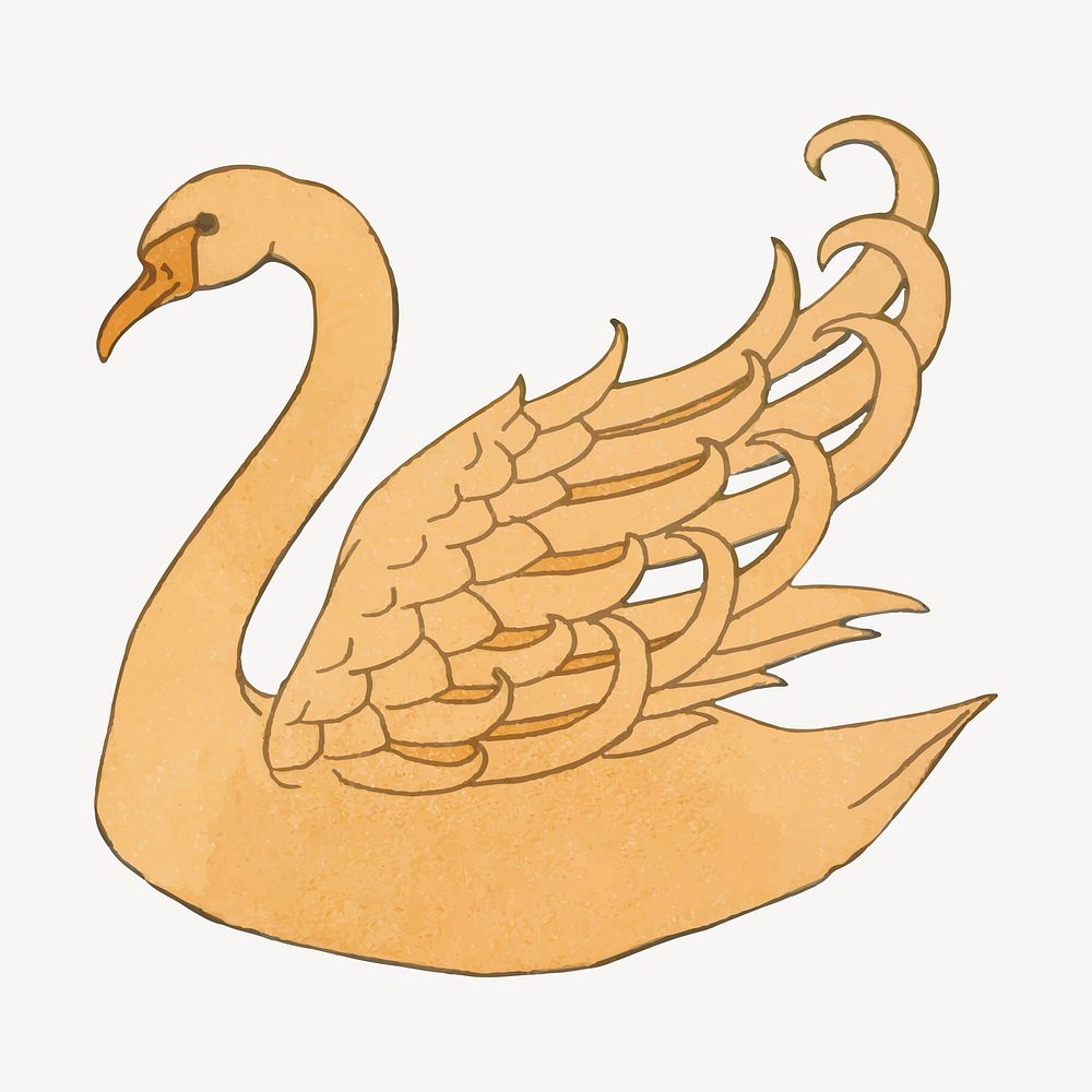 Vintage swan sticker, bird animal illustration vector