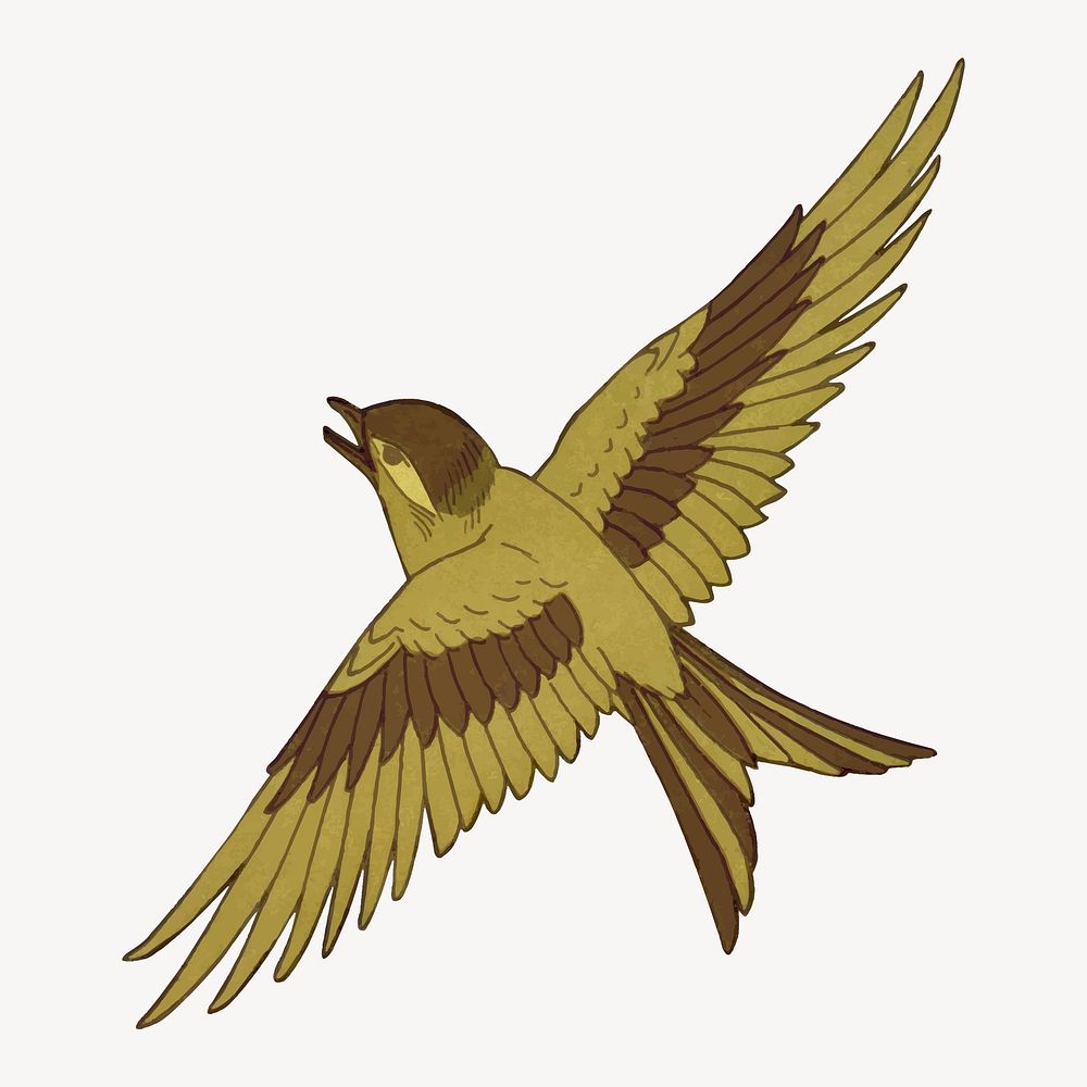 Swallow bird sticker, vintage animal illustration vector