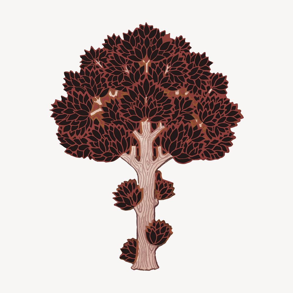 Brown tree sticker, vintage botanical illustration vector