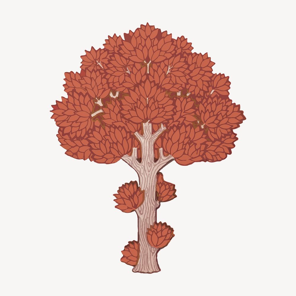 Autumn tree sticker, vintage botanical illustration vector