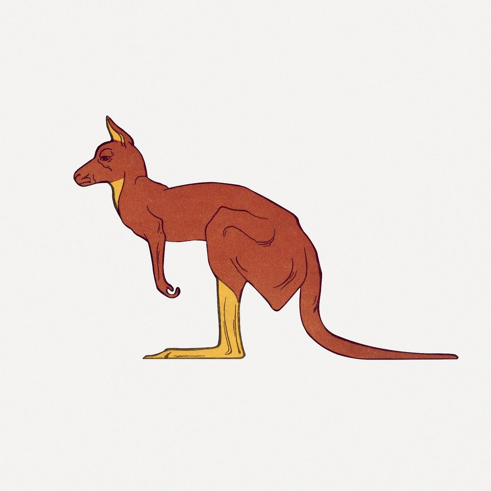 Kangaroo sticker, vintage animal illustration psd