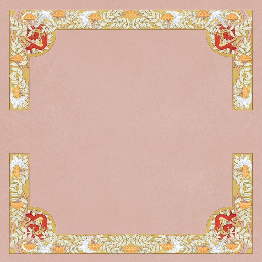 Pink vintage frame background, art deco pattern psd, Maurice Pillard Verneuil artwork remixed by rawpixel