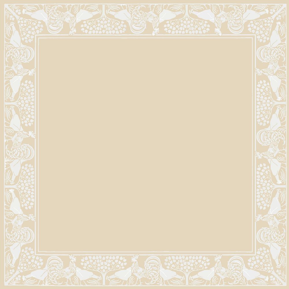 Beige nature frame background, art deco pattern vector, Maurice Pillard Verneuil artwork remixed by rawpixel