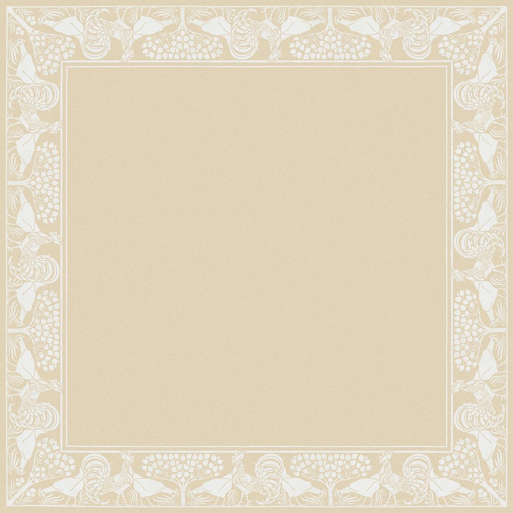 Beige nature frame background, art deco pattern psd, Maurice Pillard Verneuil artwork remixed by rawpixel