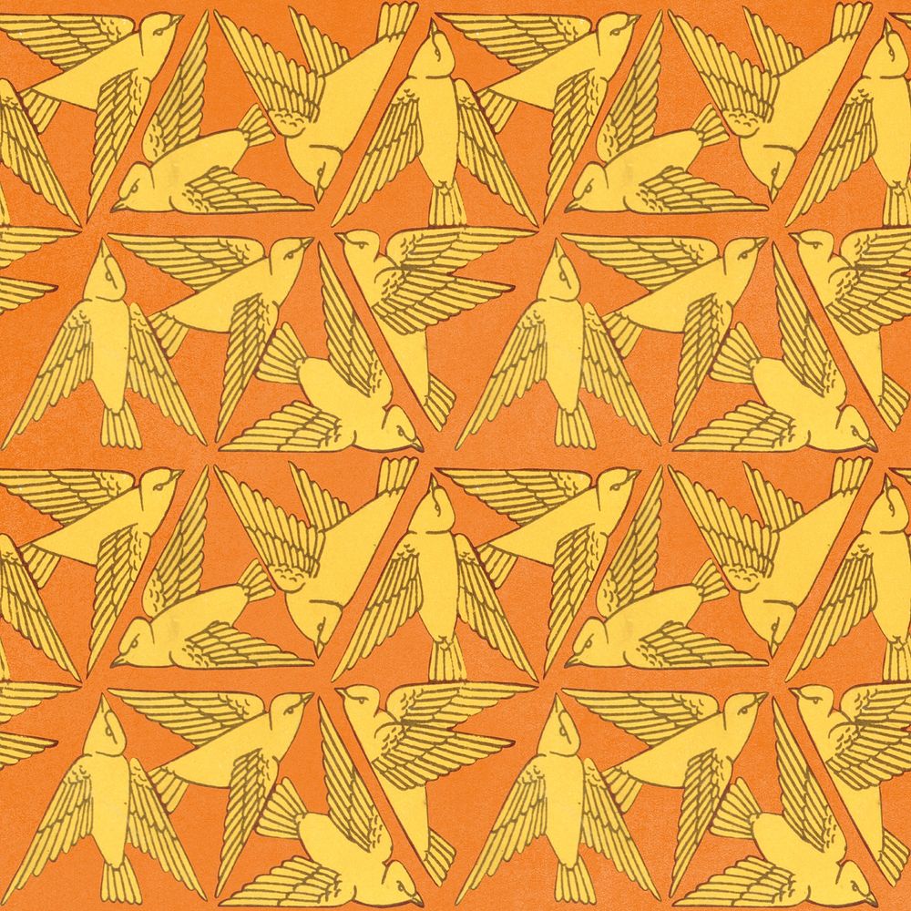 Triangle bird pattern background, vintage animal, Maurice Pillard Verneuil artwork remixed by rawpixel psd