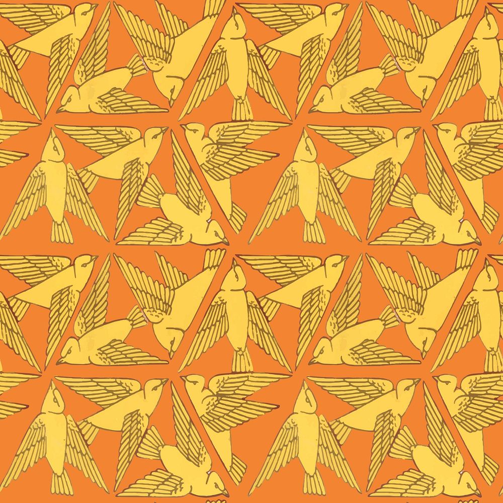 Triangle bird pattern background, vintage animal, Maurice Pillard Verneuil artwork remixed by rawpixel vector