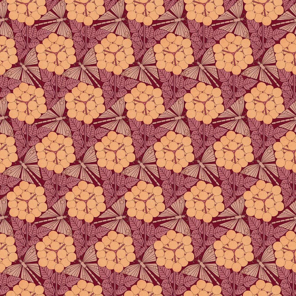 Vintage flower pattern background, Maurice Pillard Verneuil artwork remixed by rawpixel