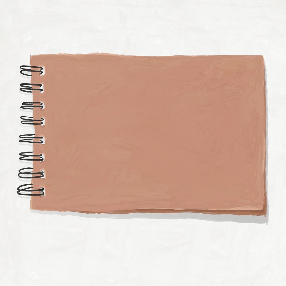 Brown notepad, aesthetic stationery doodle collage element psd