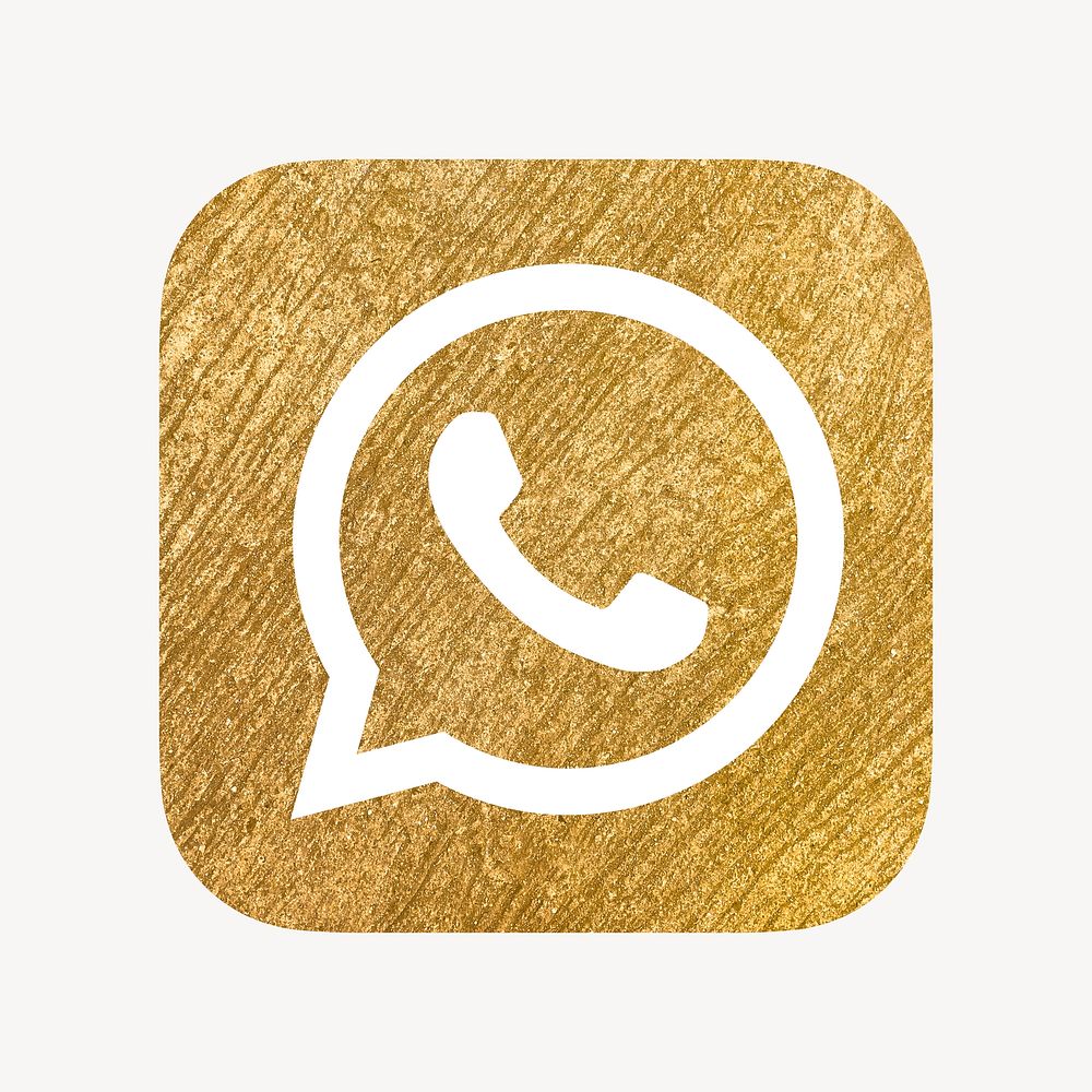 WhatsApp icon for social media in gold design. 13 MAY 2022 - BANGKOK, THAILAND