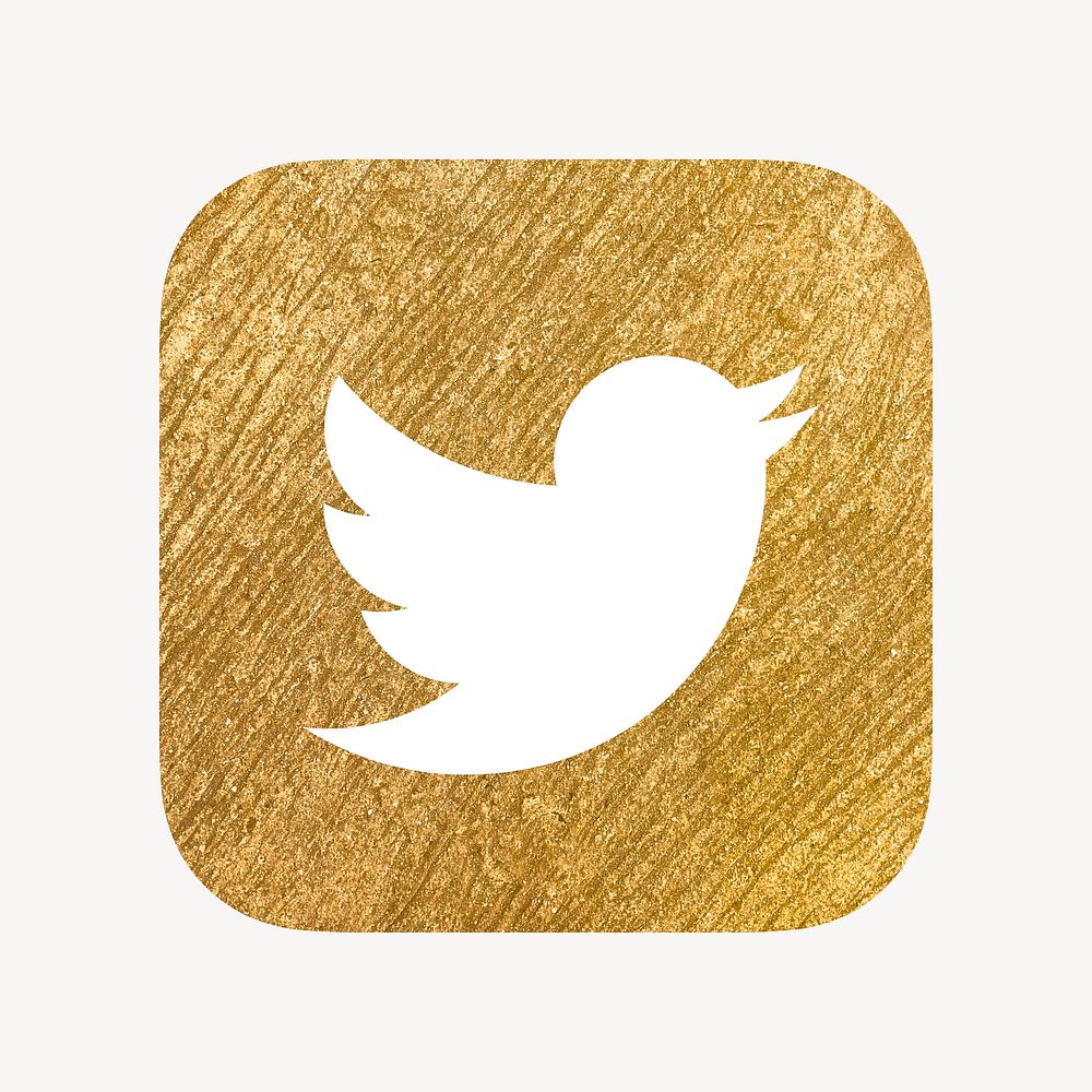Twitter icon for social media in gold design. 13 MAY 2022 - BANGKOK, THAILAND